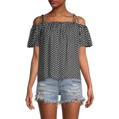 Top MILLY Eden estampado de lunares de seda con hombros descubiertos  Foto 1 de 4