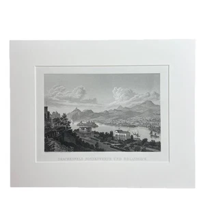 Stahlstich Drachenfels Nonnenwerth Rolandseck um 1840 F. Folter 35cm x 28cm - Bild 1 von 3