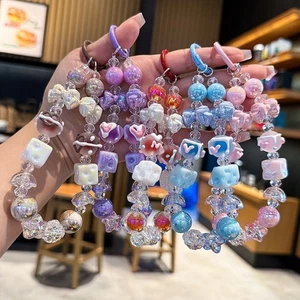 Hanging Beaded Key Chain Metal Buckle Extension Chain Phone Wrist Strap Gift - Photo 1 sur 12