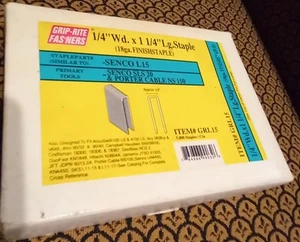 NIB GRIP-RITE FAS'NERS 1/4" X 1 1/4" LG STAPLES 18GA 5,000 FINISH STAPLES... - Picture 1 of 5