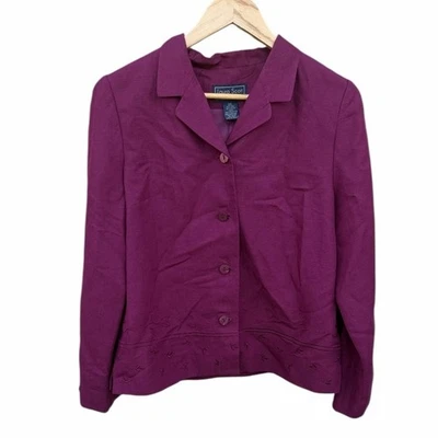 Blazer Laura Scott mezcla de lino magenta talla 10 Petite Foto 1 de 4