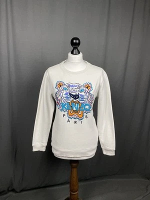 Suéter de cuello redondo blanco con logotipo grande Kenzo para mujer talla L - Imagen 1 de 4