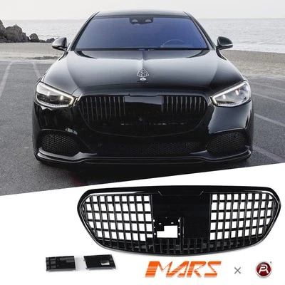 Black Maybach Style Bumper Bar Grill Grille for Mercedes-Benz W223 S-Class 2021+ - image 1 of 4