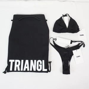 Triangl Vinca Ebony Black Triangle Bikini Set of 2 W/ Zip Bag - Small & 2XS - Picture 1 of 10