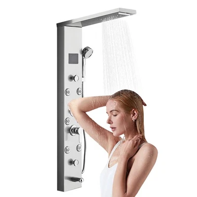 Duschpaneel Edelstahl Wasserfall Duschsäule set Regendusche Massage Duscharmatur - Bild 1 von 4