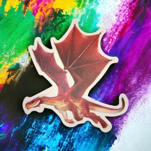 Red Flying Fantasy Mythical Dragon Creature Horns Sticker - Bild 1 von 2