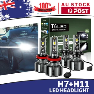 H7 H11 LED Headlight Globes High Low Beam 6000K Fit For Holden Calais 2007-2010 - Picture 1 of 9
