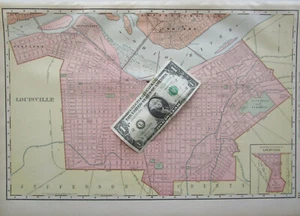 KY 1898 LOUISVILLE KENTUCKY City Map. Tremendous Detail, Named Streets Railroads - Picture 1 of 12