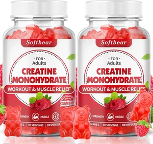 softbear Creatine Monohydrate Gummies 5g, Sugar Free Pre Workout 120 Count 11/26 - Picture 1 of 8