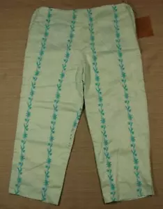Pantaloni cropped Capri ricamati Tocca 2 turchesi floreali nuovi con etichetta - Foto 1 di 8