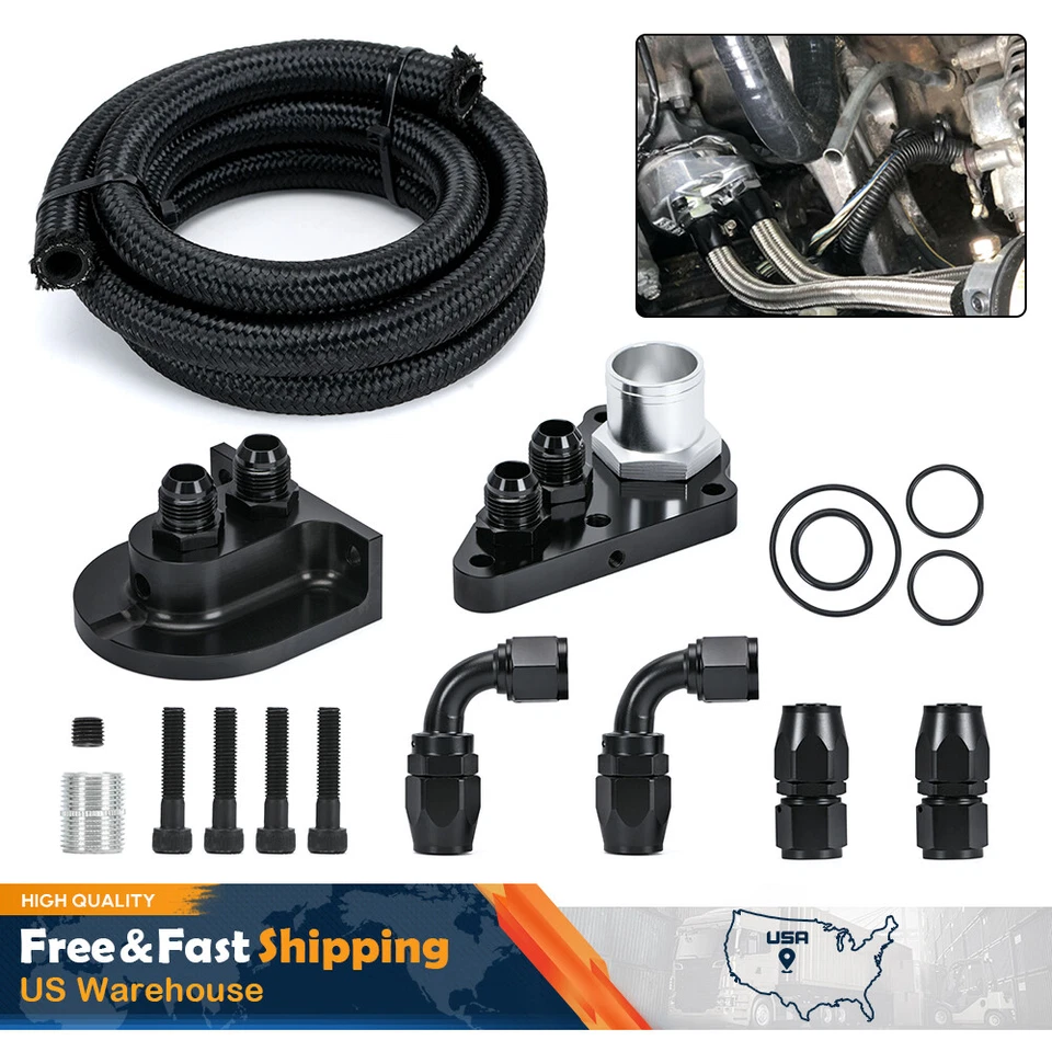 For 96-10 Ford 4.6L 5.4L Billet Oil Filter Relocation Kit Mustang GT F150 F250 - Image 1 of 4