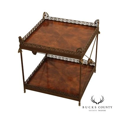 THEODORE ALEXANDER  'ALTHORP' REGENCY STYLE MAHOGANY AND BRASS 2 TIER SIDE TABLE - Image 1 of 4