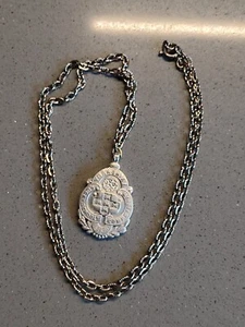 Vintage Sterling Silver Yorkshire Rugby Schools Competition 1938 - 9 Fob & Chain - Picture 1 of 4
