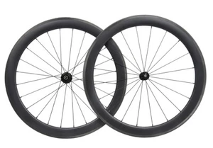 55mm Clincher Carbon Wheelset 700C Road Bike disc brake Rim Matt Tubeless Cycle - Picture 1 of 9