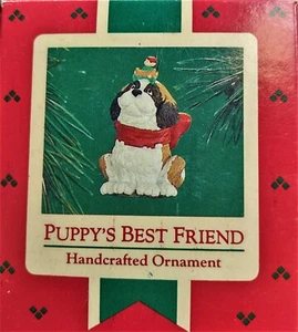 Hallmark Puppy's Best Friend Keepsake Ornament 1986 QX4203 Dog BOX WEAR - Picture 1 of 1
