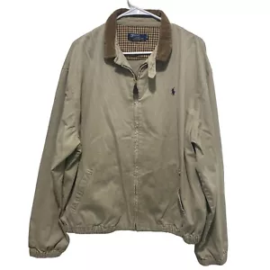 Polo Ralph Lauren Harrington Jacke kariert gefüttert Cordkragen khaki XL Vintage - Bild 1 von 7
