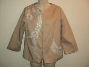 Bob Mackie Jacke Gr. S (fällt größer aus) beige Wirbelstickerei und Pailletten - Bild 1 von 7