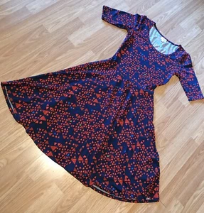 LuLaRoe Amelia Dress Navy Red Short Sleeve Geometric Print Size XS. PT1 - Picture 1 of 5