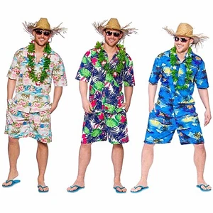 Adult HAWAIIAN Summer Party Guy Palm Tree Fancy Dress Costume Mens Tropical Cute - Picture 1 of 3
