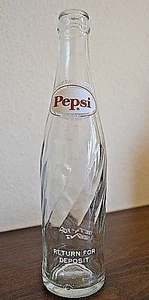 Vintage Pepsi Cola Glass  Soda Bottle 10 oz  Red Letters "Return for Deposit" - Picture 1 of 4
