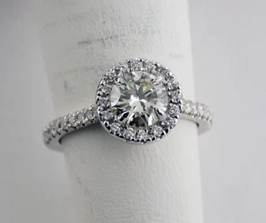 Halo Ring für 1 Karat runden Diamant Halbmontierungsring 14K Weißgold 1/2 Karat TW - Bild 1 von 6