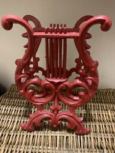 Roter Gusseisen Harfe Buchständer - Bild 1 von 3