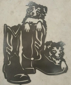Botas Border Collie Metal Arte Pared Plasma Corte Pastor Austríaco Regalo - Imagen 1 de 1