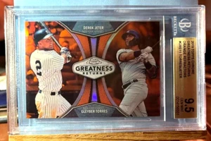2019TOPPS CHROME ORANGE REFRACTOR DEREK JETER GLEYBER TORRES 15/25 BGS 9.5 POP 1 - Picture 1 of 2