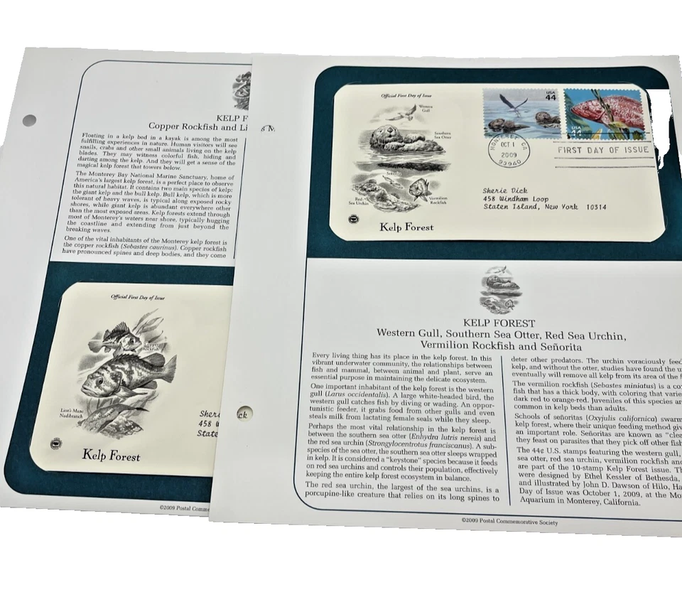 Set of 2 Kelp Forest FDC First Day of Issue Envelopes / Stamps w/ Bio - Image 1 of 1