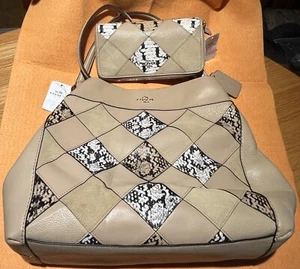 Coach Leder Buchenholz Multi F57509 Schultertasche mit passender Geldbörse Neu!! - Bild 1 von 9