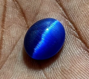 10.20 Ct NATURAL BRAZILIAN Blue Cat Eye Cabochon Cut Loose Certified GEMSTONE - Picture 1 of 10