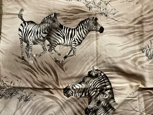 VTG Robert Kaufman Fabric Safari Zebras on Brown Directional 1Y x 44" Width - Picture 1 of 3
