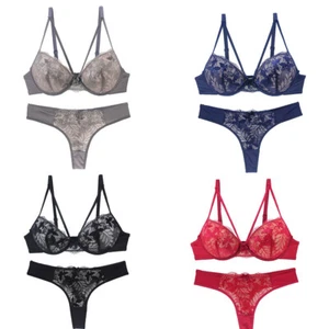 Womens Sexy Foral Lace Push Up Bra Sets Extreme Padded Lingerie Panties Set ABCD - Picture 1 of 22