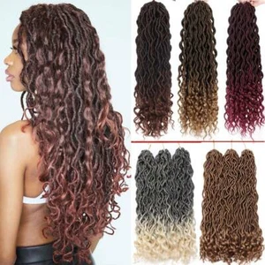 20" Goddess Faux Locs Crochet Braids Hair Extensions Curly Ends Dreadlock Woman - Picture 1 of 21