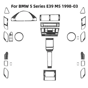 35Pcs Carbon Fiber Full Interior Kit Cover Trim For BMW 5 Series E39 M5 1998-03 - Picture 1 of 18