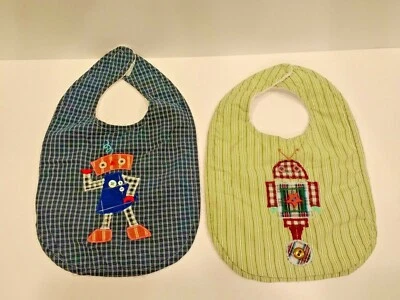 Lote Hecho a Mano Niño Robot Bebé Baberos Robots Terry Back Foto 1 de 4