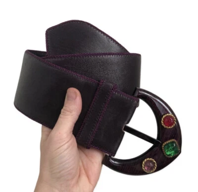 Dominique Aurientis French Vintage Designer Wide Jewelled Statement Belt - Image 1 of 4