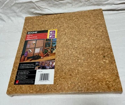 Cork Tiles 12" X 12" Boone 4 Pack Tiles NEW Natural Cork Color Tons Of Uses - Image 1 of 3