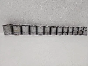 S-K Tools 13 Pieces Set 1/2" Drive 12pt Chrome Shallow Socket Set Made In USA - Picture 1 of 11