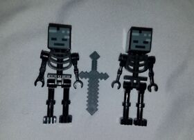 Lot of 2 Lego Wither Skeleton 21154 21172 21126 Straight Arm Minecraft Minifig