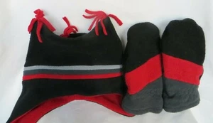 Set guanti cappello bersaglio invernali pile paraorecchie berretto rosso nero ragazzi 4-7 4 5 6 7 - Foto 1 di 8