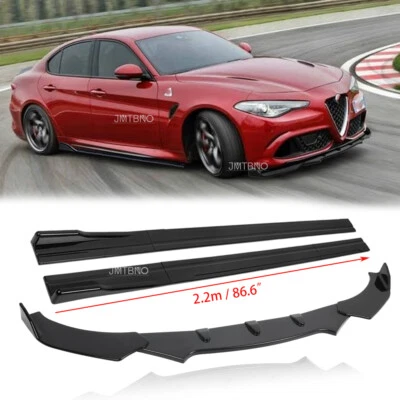 For Alfa Romeo MiTo 159 147 Black Car Front Bumper Chin Lip Splitter+ Side Skirt - image 1 of 4