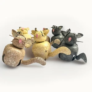 Primitive Katze Katze Metall Jingle Bell Ornamente 6 Stück Posten Weihnachtsbaum - Bild 1 von 9