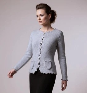 Sandini 100% thick Cashmere Grey Cardigan Size S - Picture 1 of 7