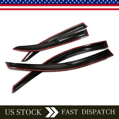 Rain Guards Fits For Toyota Camry 2007-2011 Black Mugen Style w/ Chrome Trim Foto 1 de 4