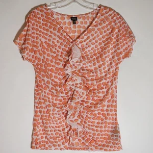 Blusa Rafaella Studio Top Mujer Mediana Naranja Volantes Manchada Informal Elastizada M - Imagen 1 de 14