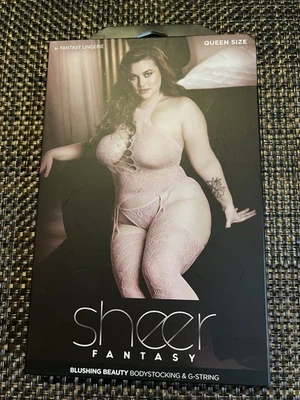 Sexy High Neck Floral Lace Gartered Bodystocking With Matching G-String Panty - Image 1 of 4