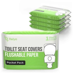 Flushable Toilet Seat Covers XL Biodegradable 50 Pack for Travel, Kids, Adults - Picture 1 of 8