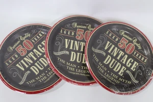 Party Creations Vintage Dude 50th Birthday Lunch Plate 7 8 Ct (PACK OF 3) - Picture 1 of 4