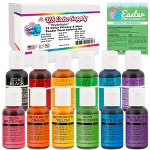 12 Neon & Primary Easter Egg Coloring Decorating Kit - .75 fl. Oz. (20ml) - Picture 1 of 5